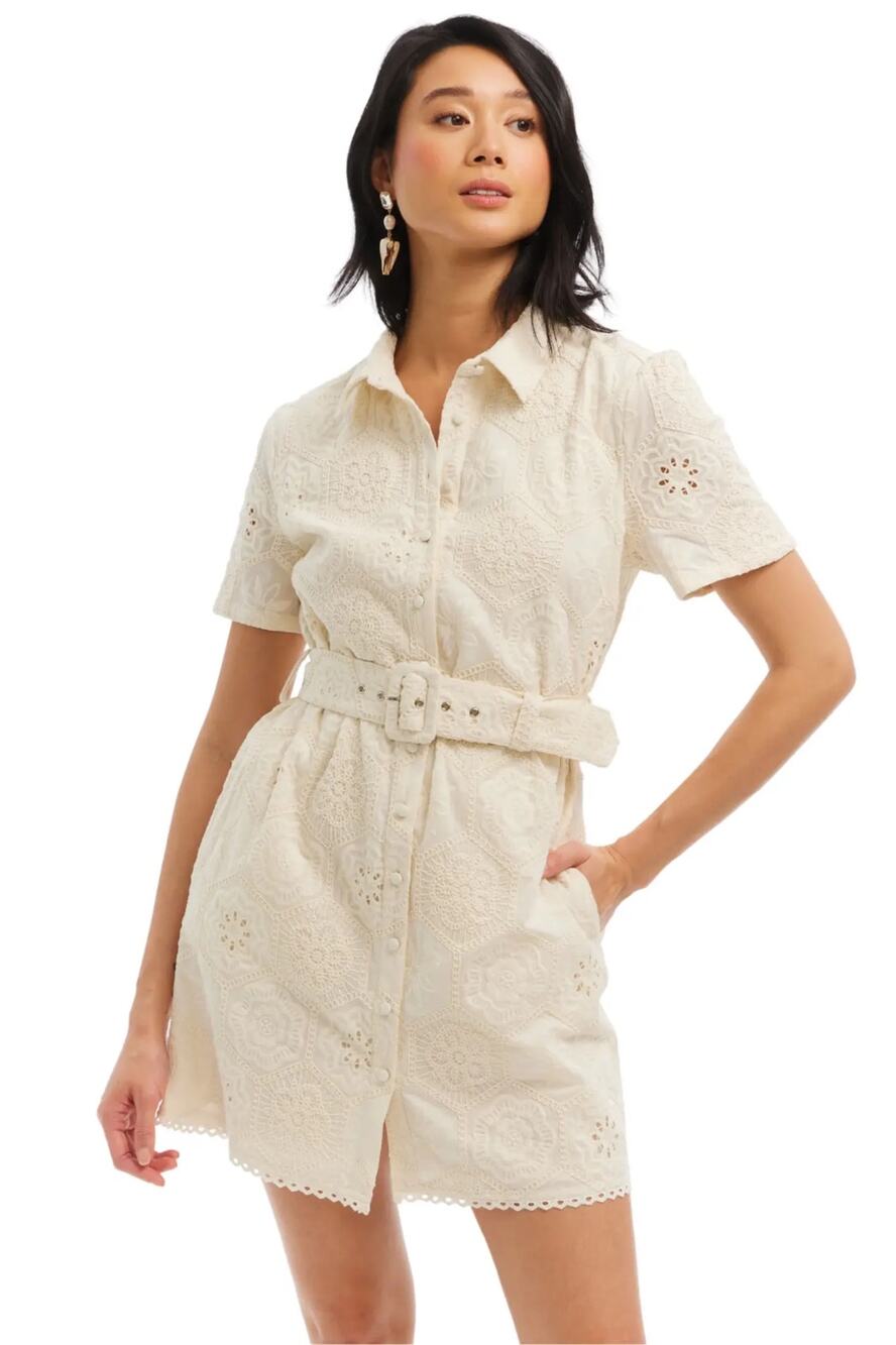 Allison Button Down Dress Cream XS